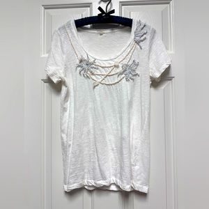 J Crew Embroidered Short Sleeve T Shirt. Size Medium.